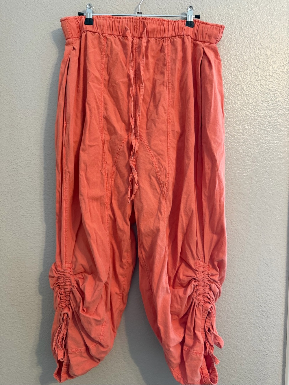 Free People Coral Cropped Gathered Hem Pants